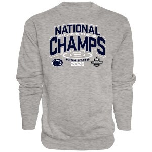 gray crew neck sweatshirt National NCAA Division 1 Wrestling Champs Penn State 2025
